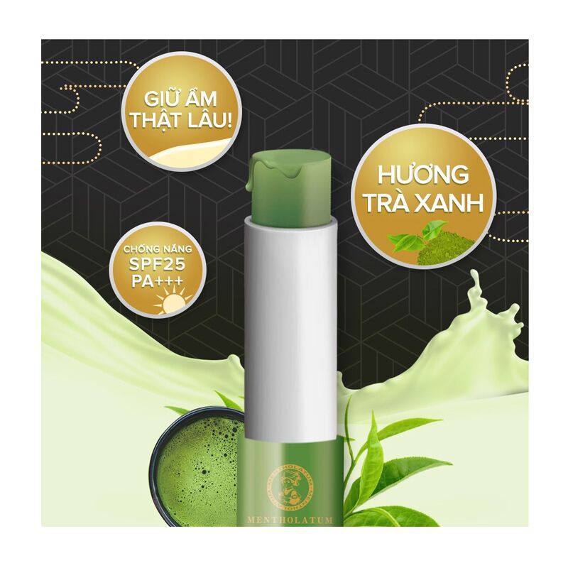Son tan chảy dưỡng môi chống nắng Mentholatum Melty Cream Lip SPF25, PA+++ Matcha 2.4g .