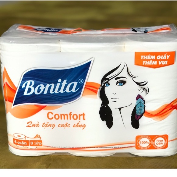 Giấy Vệ Sinh - Giấy cuộn BONITA ( 700G ) Xuất Khẩu Siêu Dai [Lốc 6 Cuộn Không Lõi]