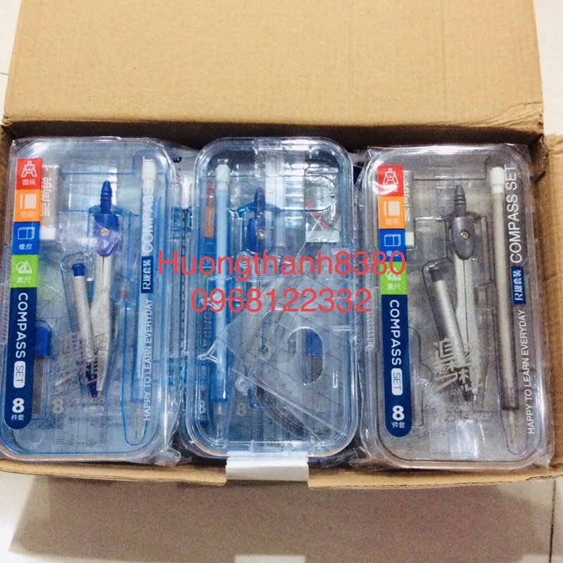 Bộ compa sắt 3006 loại to kèm eke thước kẻ.