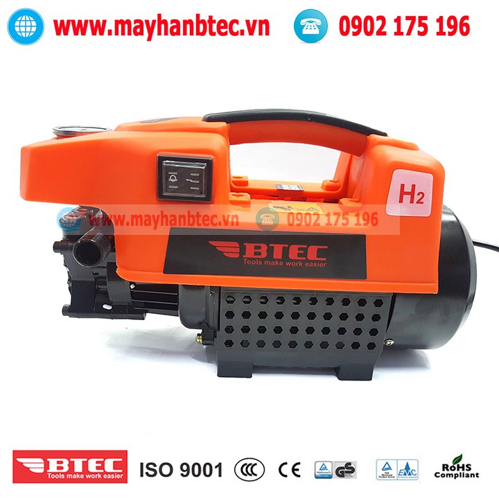 Máy rửa xe mini chính hãng BTEC BT1400 1400w- Tự hút nước khỏe