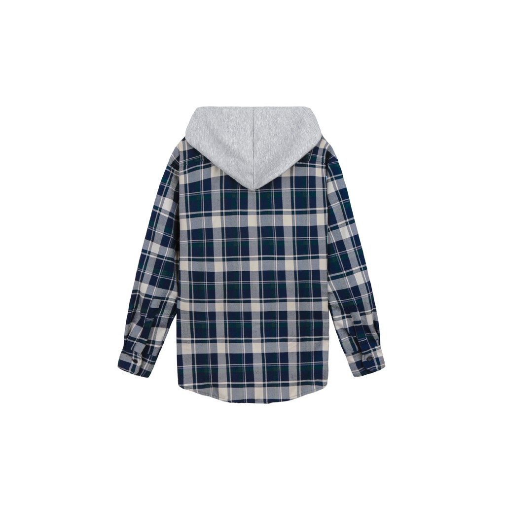 Áo Sơ Mi Hooded Flannel Jacket Màu Xanh