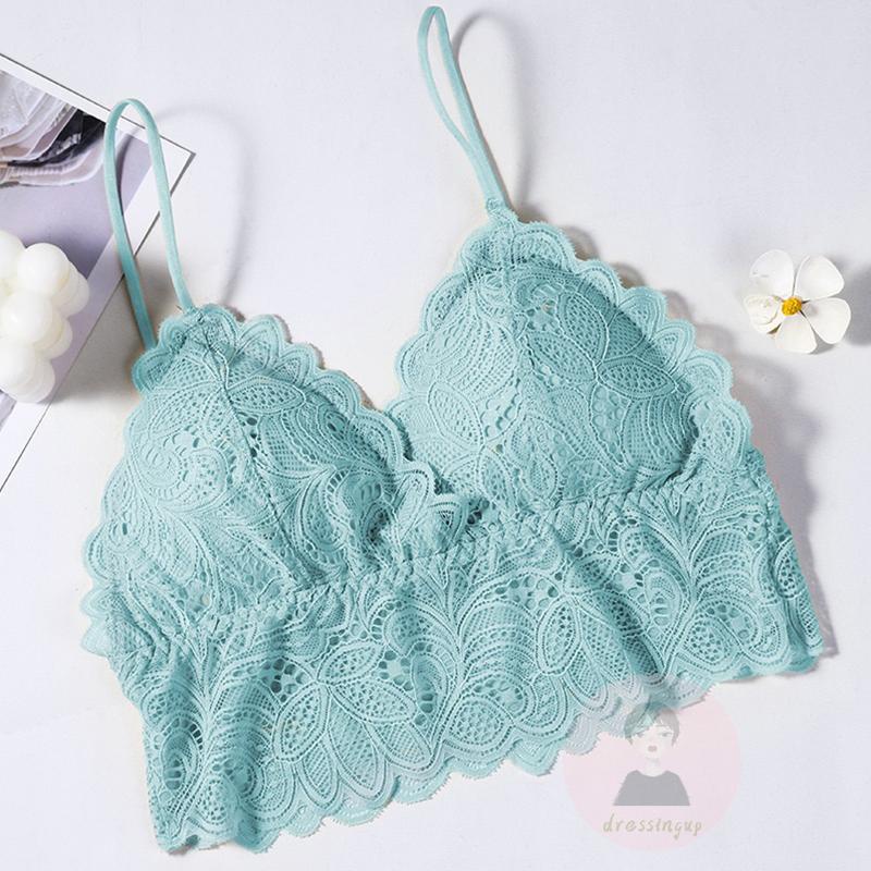 DRE-Women Summer Bra, Lace Patchwork Solid Color Padded Push Up Sweet Sling Bra