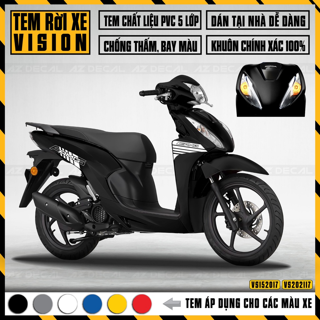 Tem Rời Xe Vision Phong Cách AMG | VS17 | Decal Chế Xe Máy Chống Thấm Nước, Chống Phai Màu
