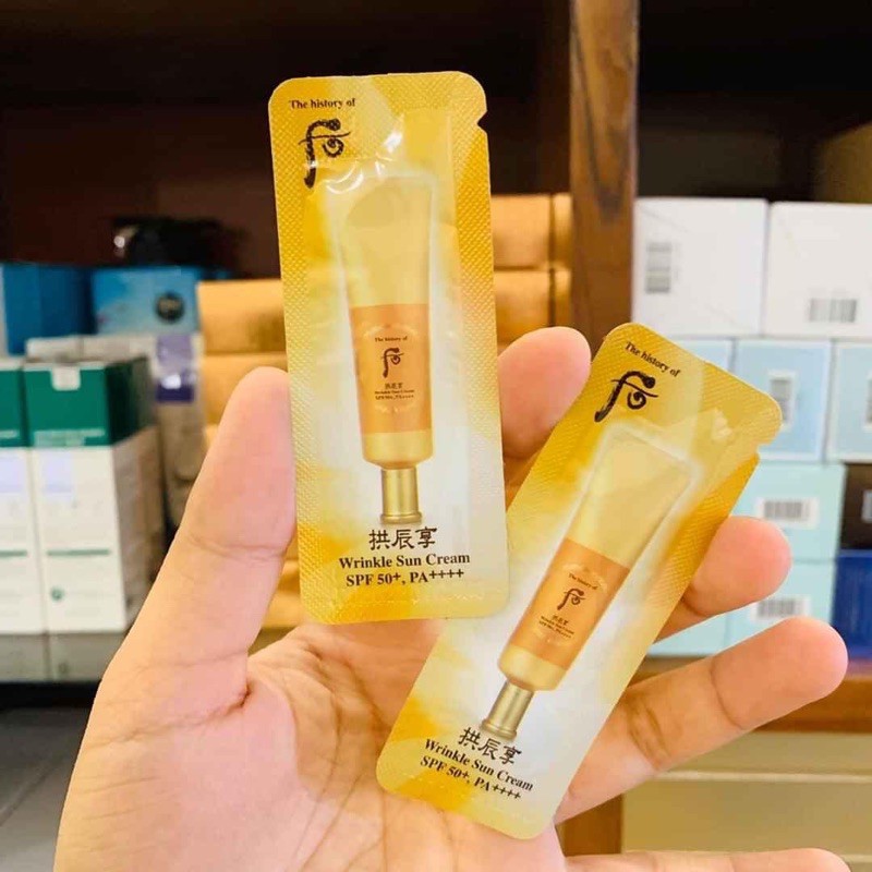 Combo 10 Gói Kem Chống Nắng Chống Nhăn Whoo Vàng Jin Hea Yoon Sun Wrinkle Sun SPF 50+, PA++++