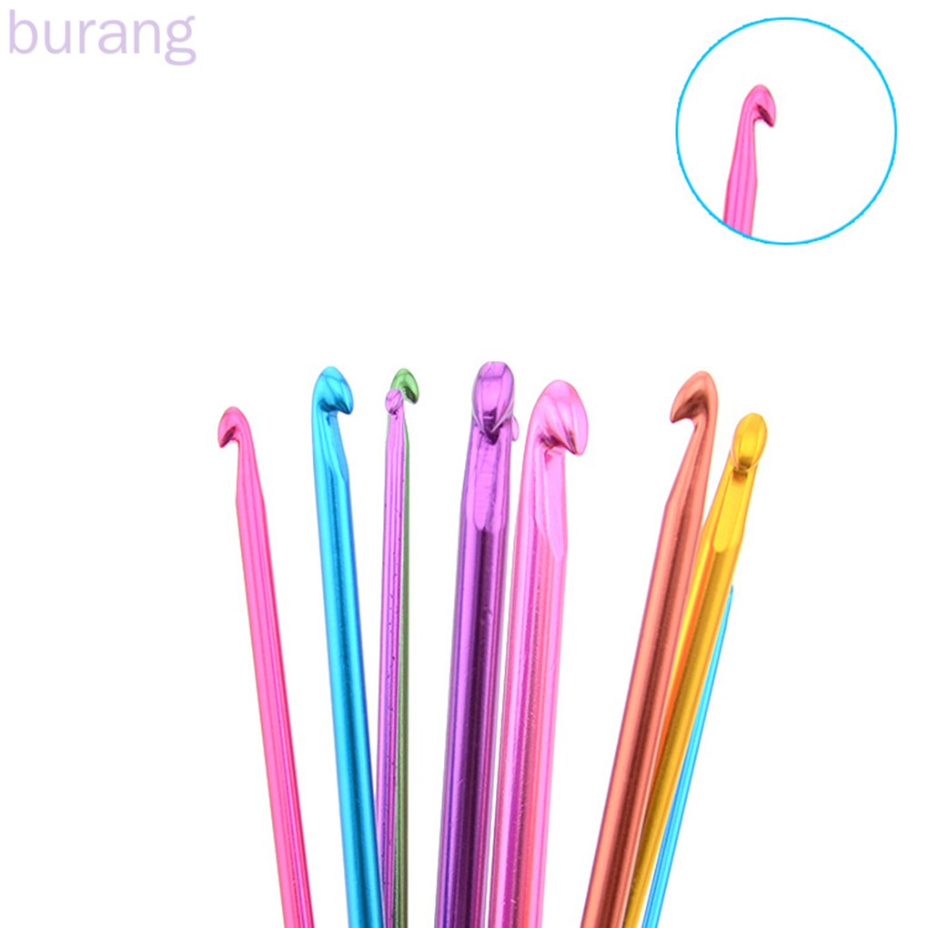 11pcs/set Crochet Hook Needles Set Multicolor Aluminum Hook Kits Knitting Tools Accessory Random Color