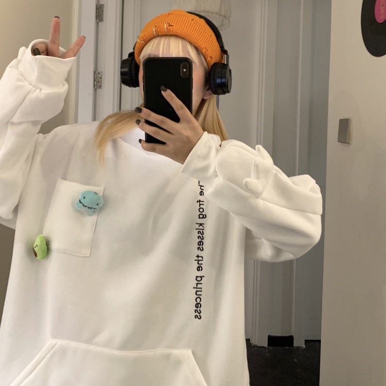 Áo hoodie nam form rộng Áo hoodie nam form rộng unisex có mũ đầu ếch bộ sưu tập đi chơi đi học hàn quốc