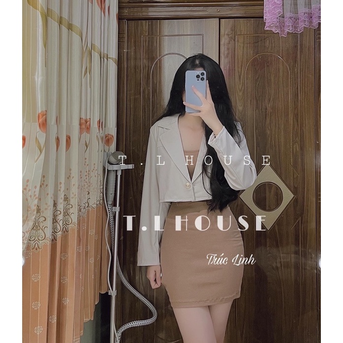 Set váy body nâu mix khoác vest siêu hot
