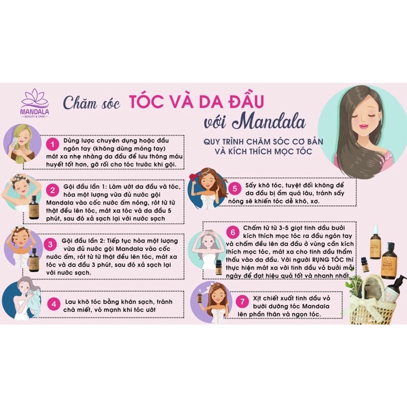 Dầu gội Mandala, nước gội Mandala, dầu gội bưởi kích mọc tóc