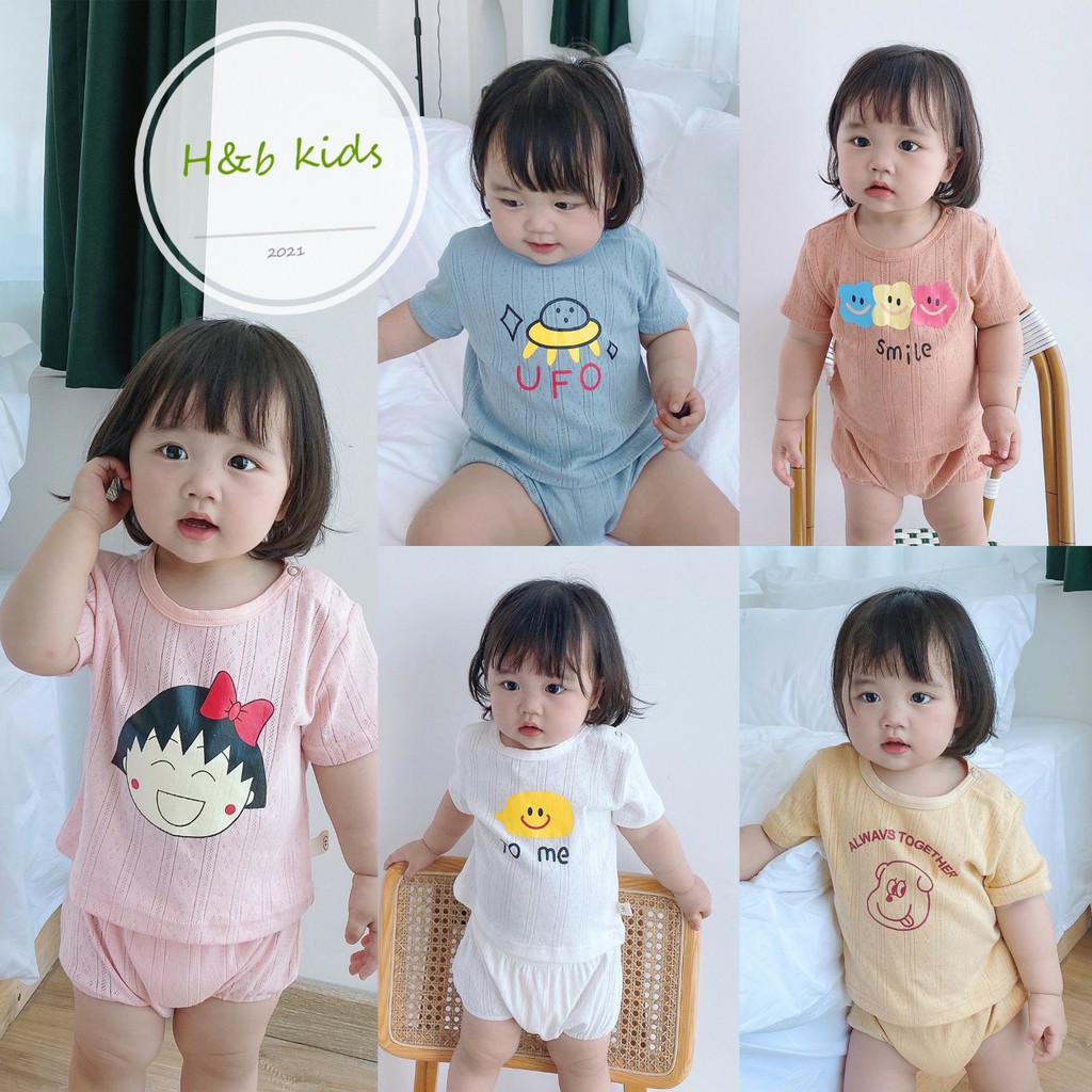 Bộ quần áo thời trang trẻ em chất cotton sợi cao cấp cho bé trai bé gái siêu xinh 6-16kg