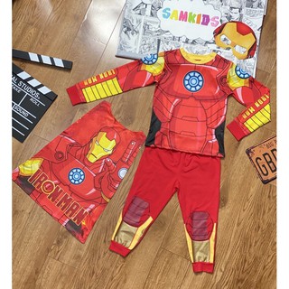 🔥FREESHIP Size 11-15🔥 Bộ quần áo siêu nhân ironman tặng choàng mặt nạ Samkids-Đồ siêu nhân hoá trang tay dài