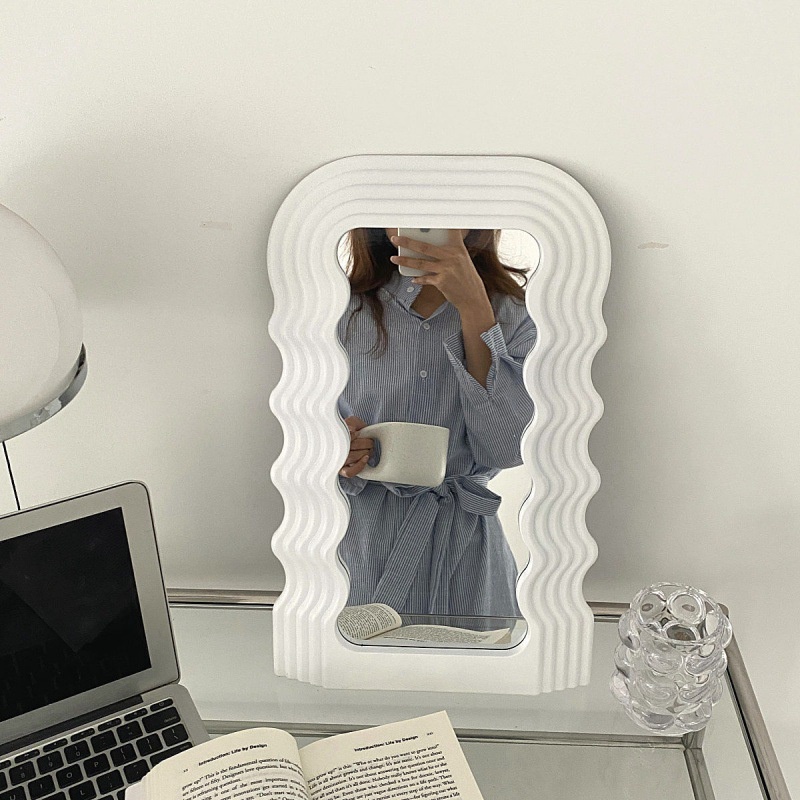 Gương trang điểm để bàn, Gương soi lượn sóng decor phụ kiện trang trí nhà cửa