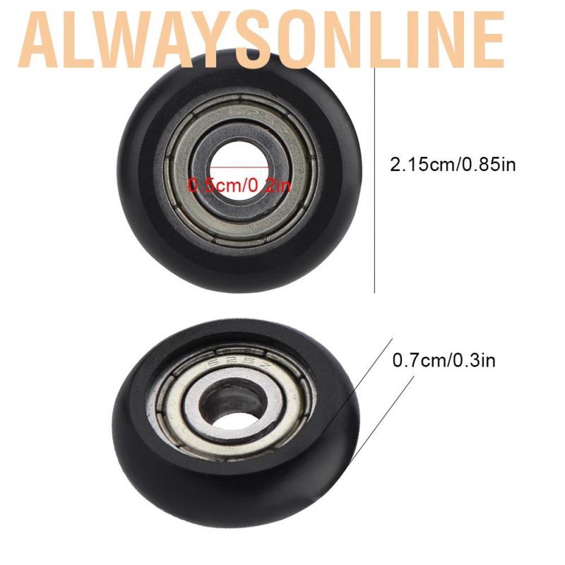 Alwaysonline 9 Pcs / Pack Black Aluminium Pulley Wheels Roller Bearings for 3D Printer - intl