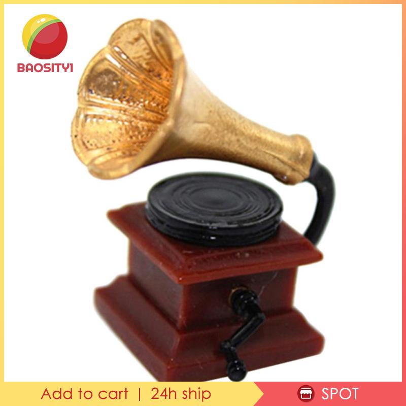 Mô Hình Máy Nghe Nhạc Đĩa Than Mini Tỉ Lệ 1:12 Cho Nhà Búp Bê