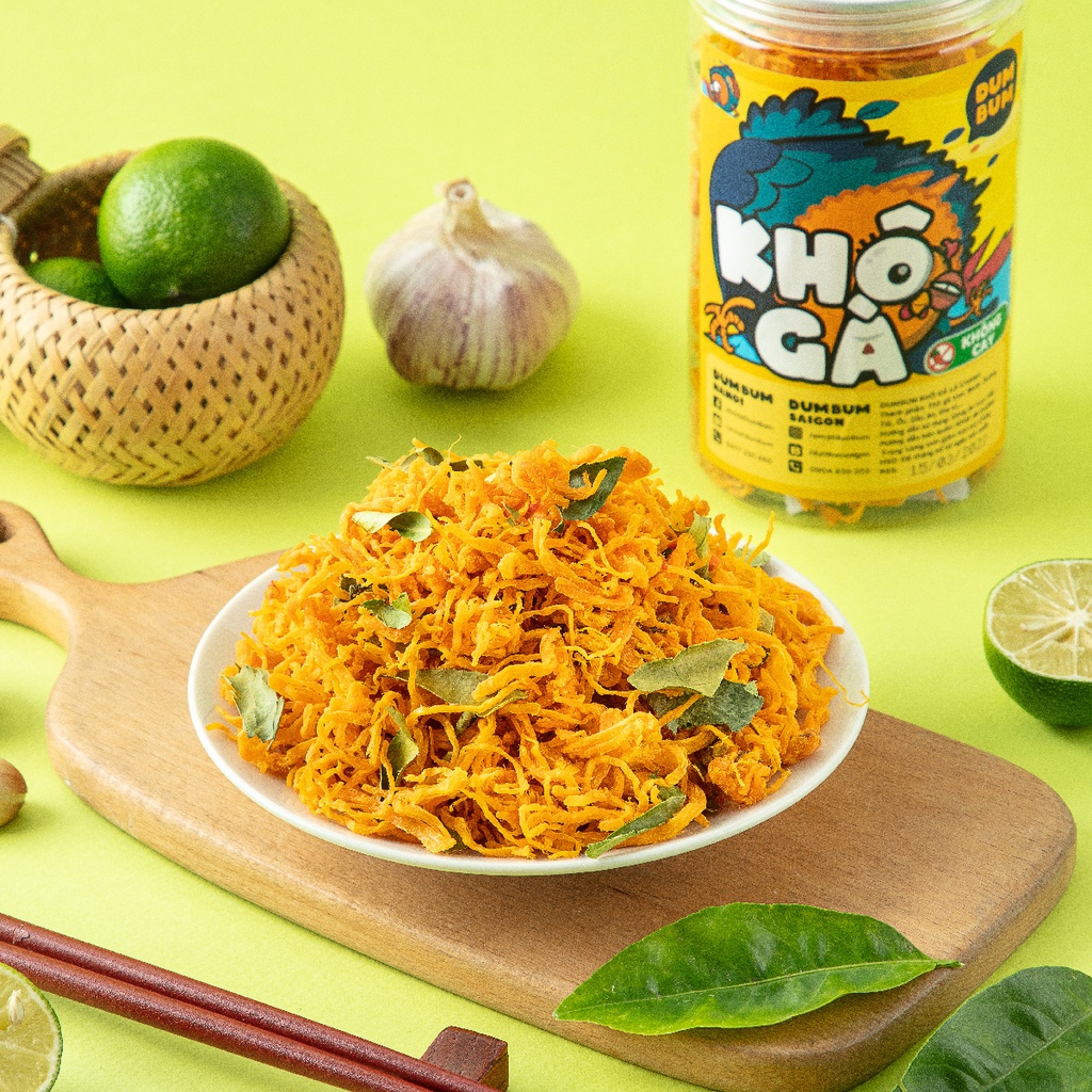 Khô gà lá chanh không cay 160g DumBum đồ ăn vặt Hà Nội
