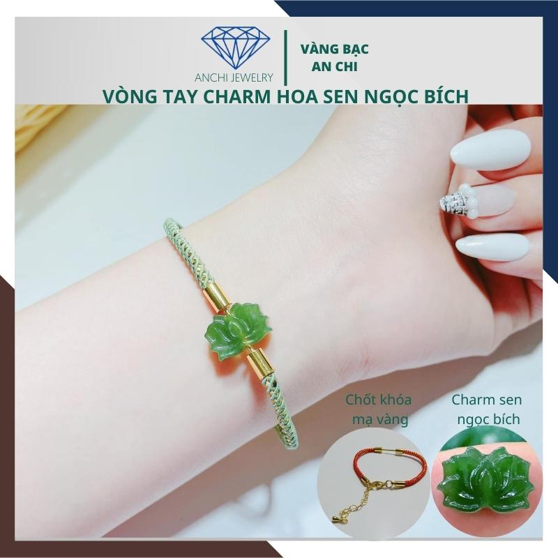 Vòng tay charm hoa sen ngọc xanh, Anchi jewelry