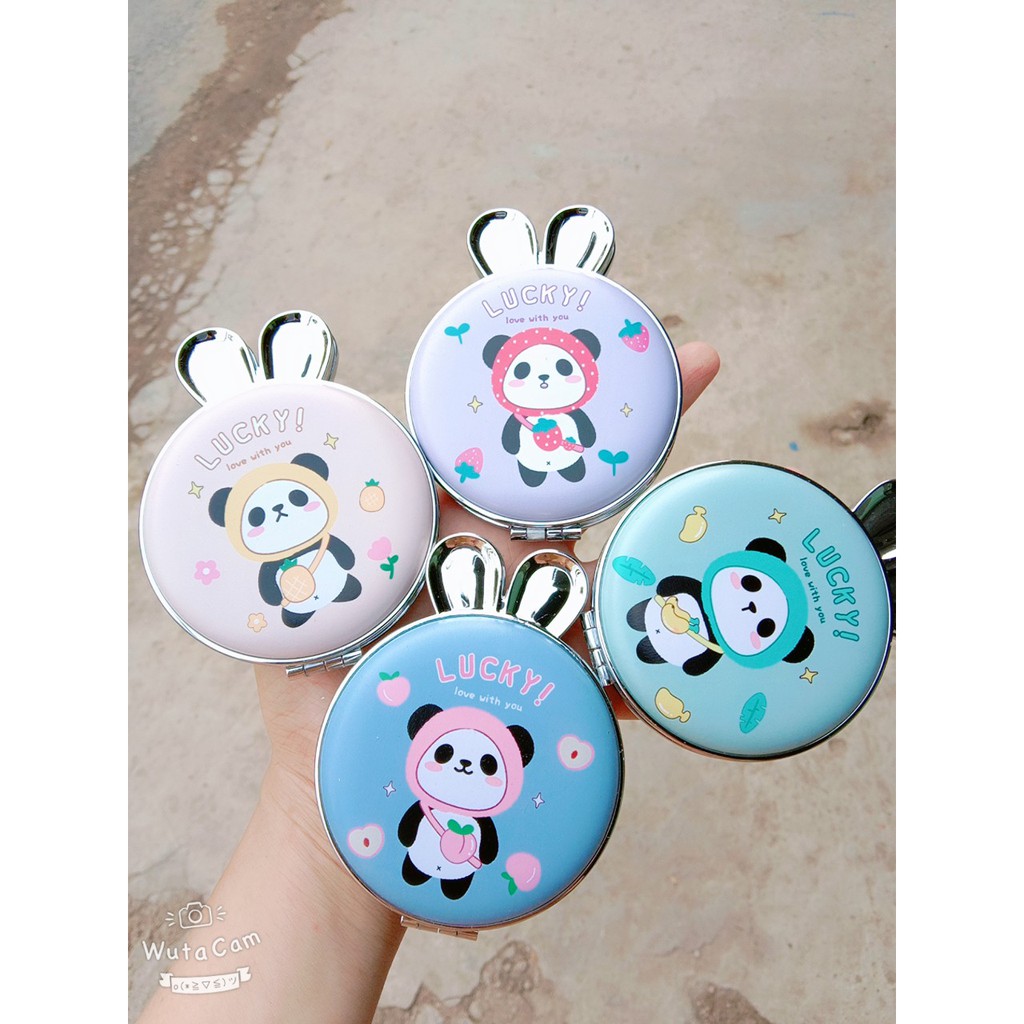 Gương trang điểm cầm tay 2 mặt có tai thỏ nhiều mẫu cute