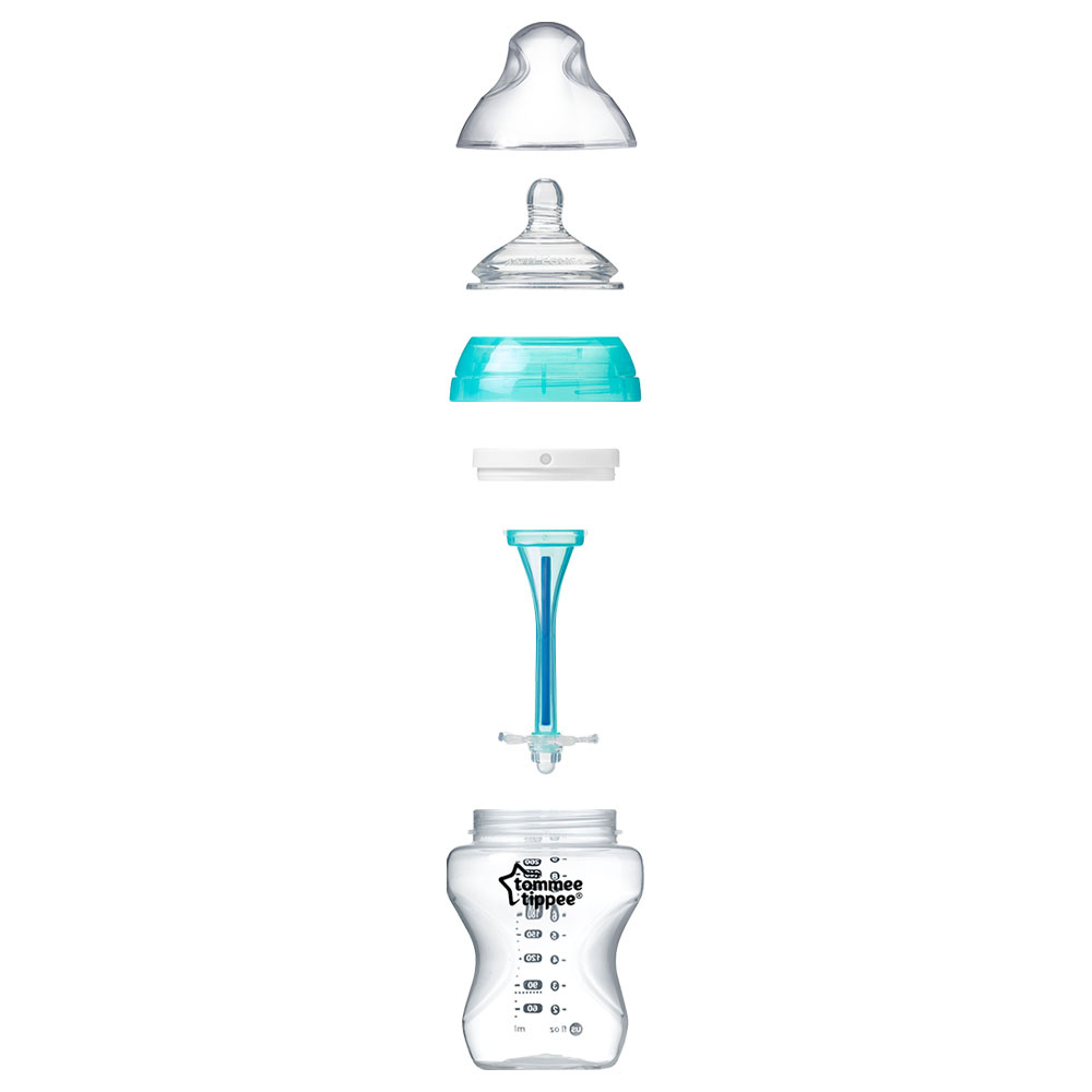 Bình sữa siêu chống đầy hơi kèm báo nhiệt Tommee Tippee Advanced Anti-Colic 260ml, núm ty đi kèm 0-3 tháng