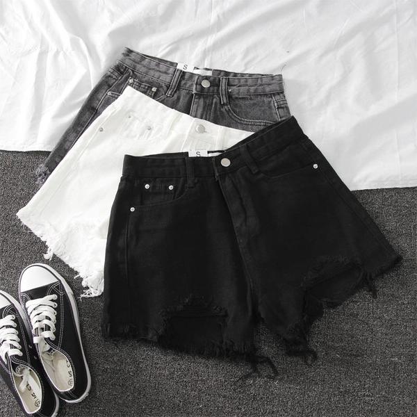 Quần Short Denim Lưng Cao Phối Rách Thời Trang Mùa Hè Cho Nữ | BigBuy360 - bigbuy360.vn