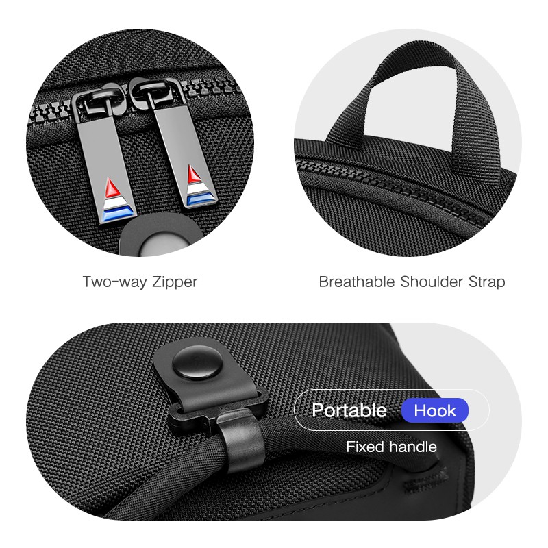 Túi đeo chéo OZUKO chống thấm nước có cổng sạc USB dành cho nam