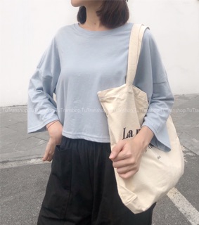 áo croptop tay lửng ảnh thật