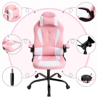 GHẾ CHƠI GAME HỒNG TRẮNG CÓ MASSAGE TAY NÂNG GẬP