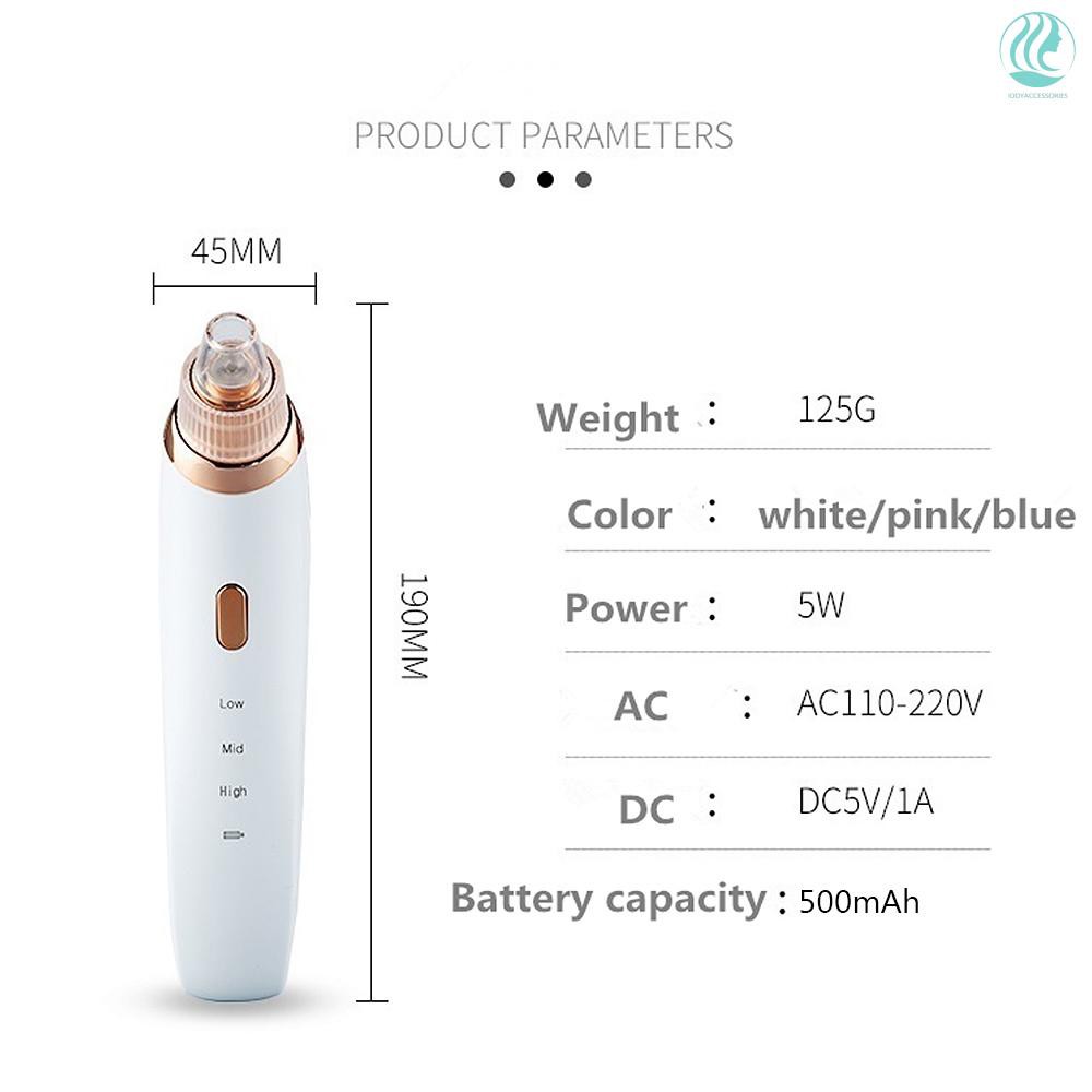 🌟Beauty Device BlackHead Remover Dead Skin Cleaning Vacuum Extractor USB Charging 3 Adjustments 4 Suction Heads for Cho