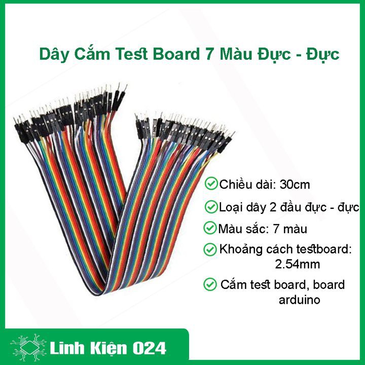 Tệp 10 sợi dây nối 40p 7 màu dài 30cm (2 đầu đực đực)