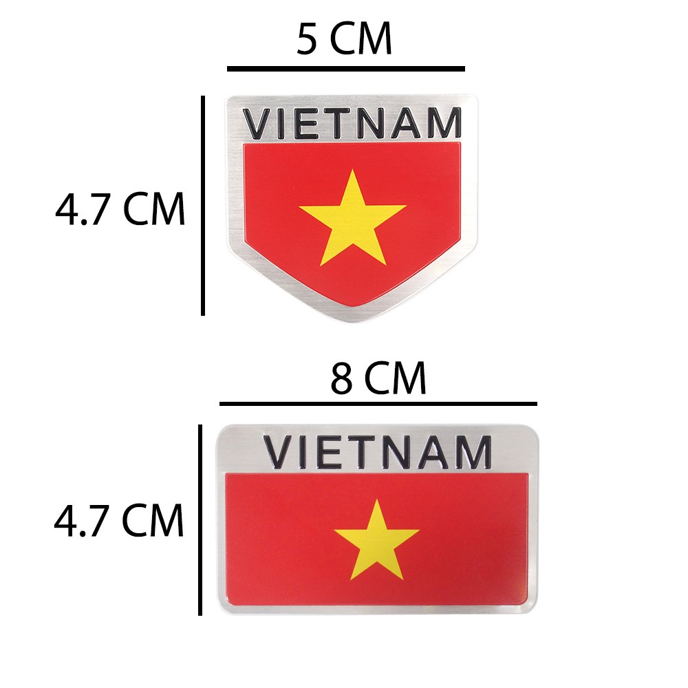 Set đặc biệt 4 sticker metal kim loại hình dán Sticker Factory - Chủ đề cờ Việt Nam chiến thắng
