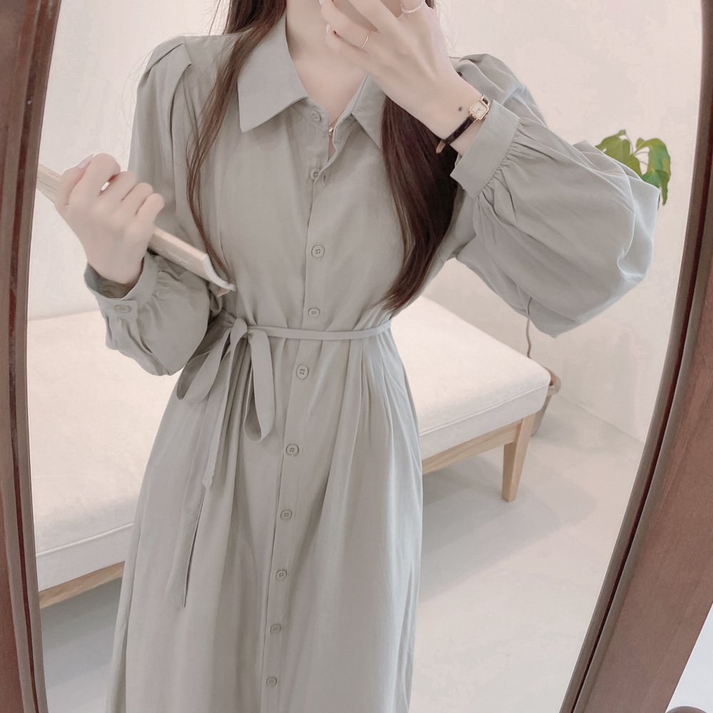 Đầm Sơ Mi Dài Tay Màu Trơn Thanh Lịch Dành Cho Nữ 37946