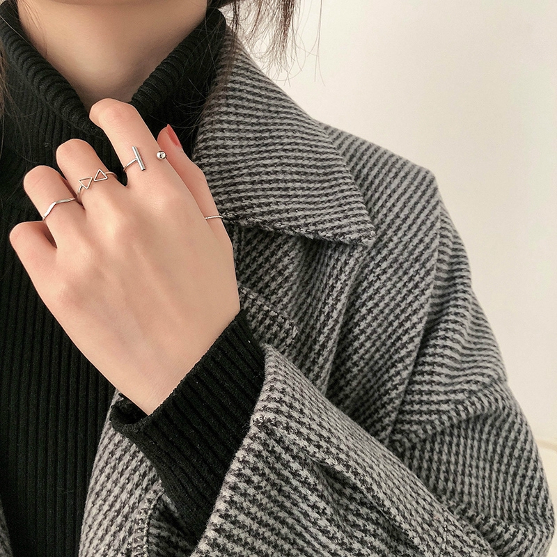 Bộ bốn nhẫn hở đeo khớp ngón tay hình học / tam giác phong cách Hồng Kông đơn giản độc đáo thời trang Hàn Quốc