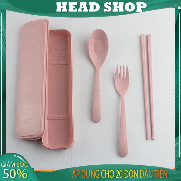 Bộ hộp 3 món Thìa Đũa Dĩa Lúa Mạch Ăn Trưa Văn Phòng TD1 Sản phẩm giao ngẫu nhiên màu HEAD SHOP