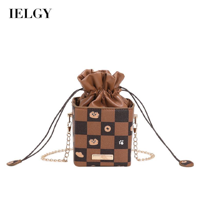 Túi rút dây IELGY mini họa tiết kẻ ô dành cho nữ
