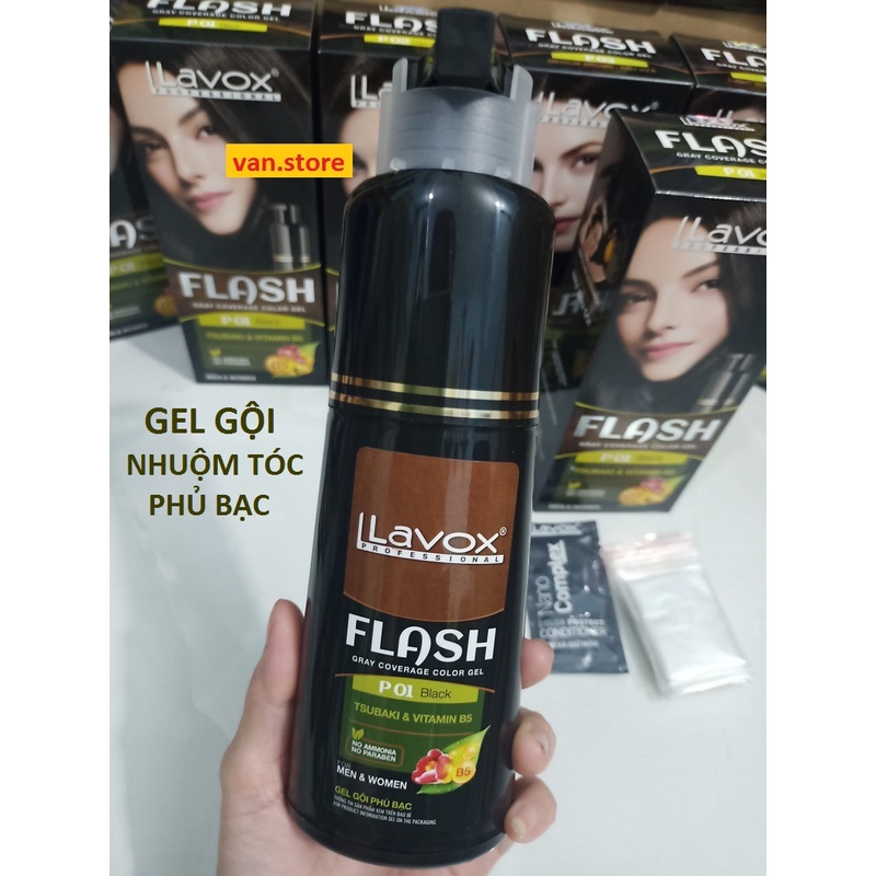 Dầu Gội Phủ Bạc Thảo Dược LAVOX FLASH 200ml - MÀU ĐEN + NÂU ĐEN