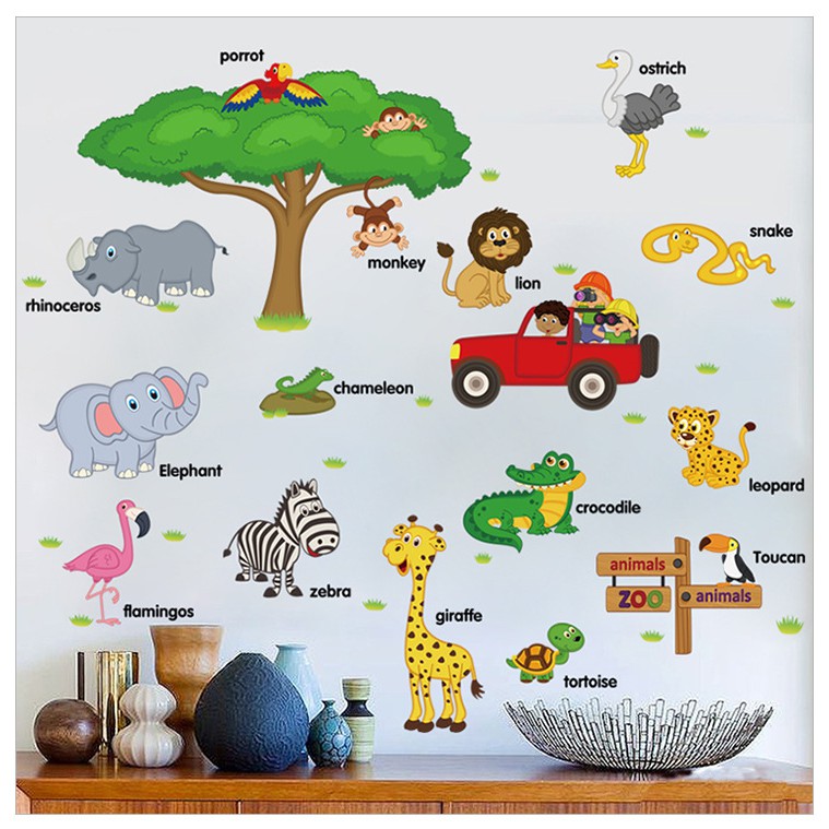 Decal dán tường Tham quan vườn thú A76 - Decal dán tường Hàn Quốc