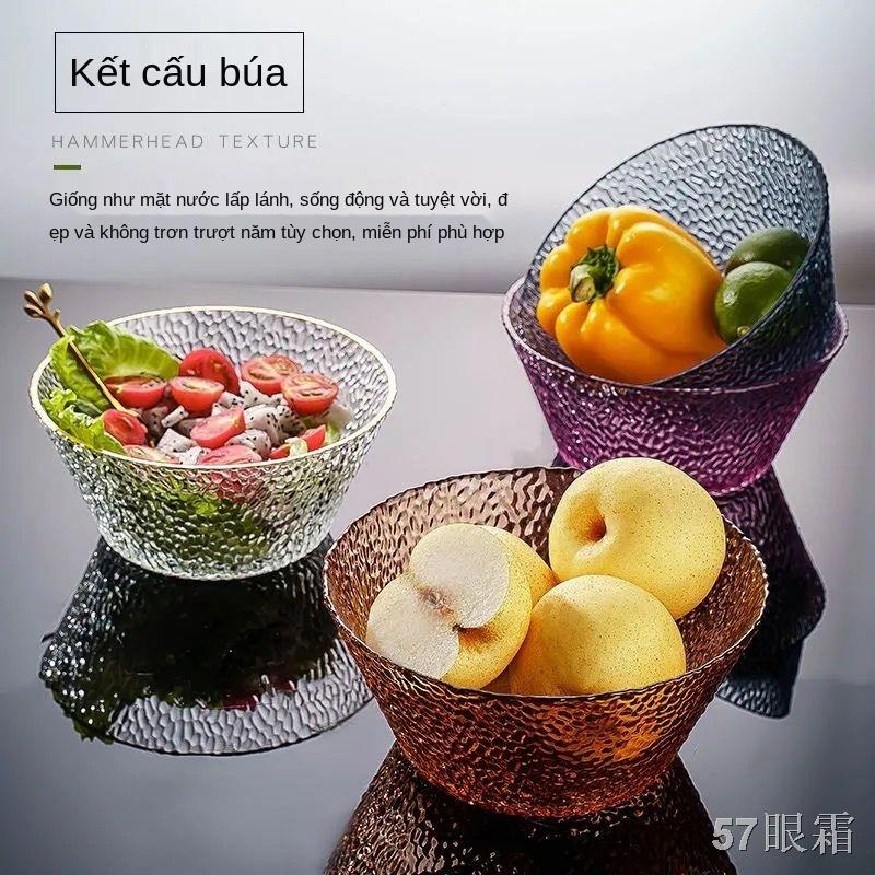 QNhật Bản bát thủy tinh pha lê sáng tạo trong suốt dễ thương bát salad trái cây bộ đồ ăn giá trị cao hiện đại gia dụng b