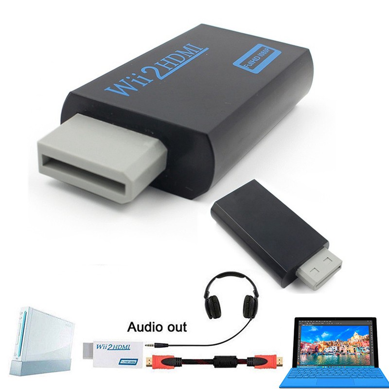 3.5mm Audio Output Jack Wii to HDMI Full HD FHD 1080P Adapter