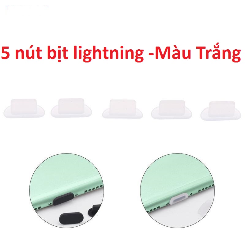 Set 5 nút cắm silicon chống bụi cổng sạc Lightning iphone