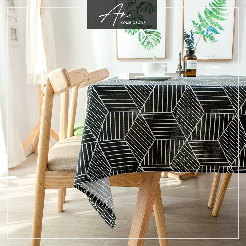 Khăn trải bàn vải Canvas hoạ tiết hình học