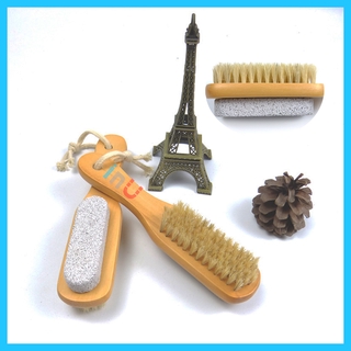 HCM - Bàn chải chà gót chân gỗ 2 trong 1: 1 đầu chải vệ sinh + 1 đầu chà gót chân