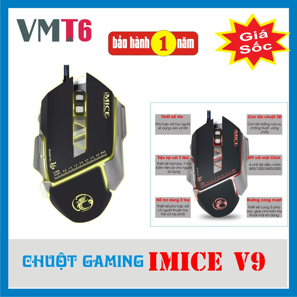 Chuột chuyên game có dây IMICE V9 - Led đổi màu độc đáo!