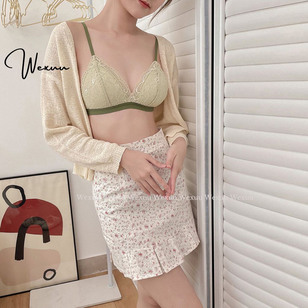 Áo lót nữ không gọng đệm mỏng Wexuu Design, vải ren hoa mềm mại phong cách quyến rũ - AV33