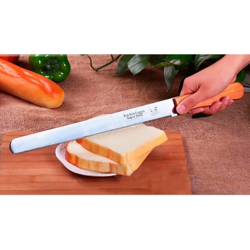 Dao Cắt Bánh Mì Tay Cầm Gỗ Lưỡi 25cm