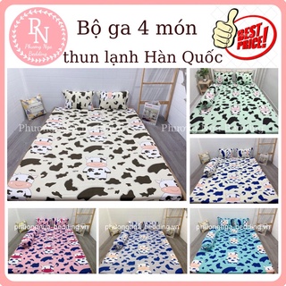 Bộ ga 4 món thun lạnh Hàn Quốc họa tiết Bò Sữa