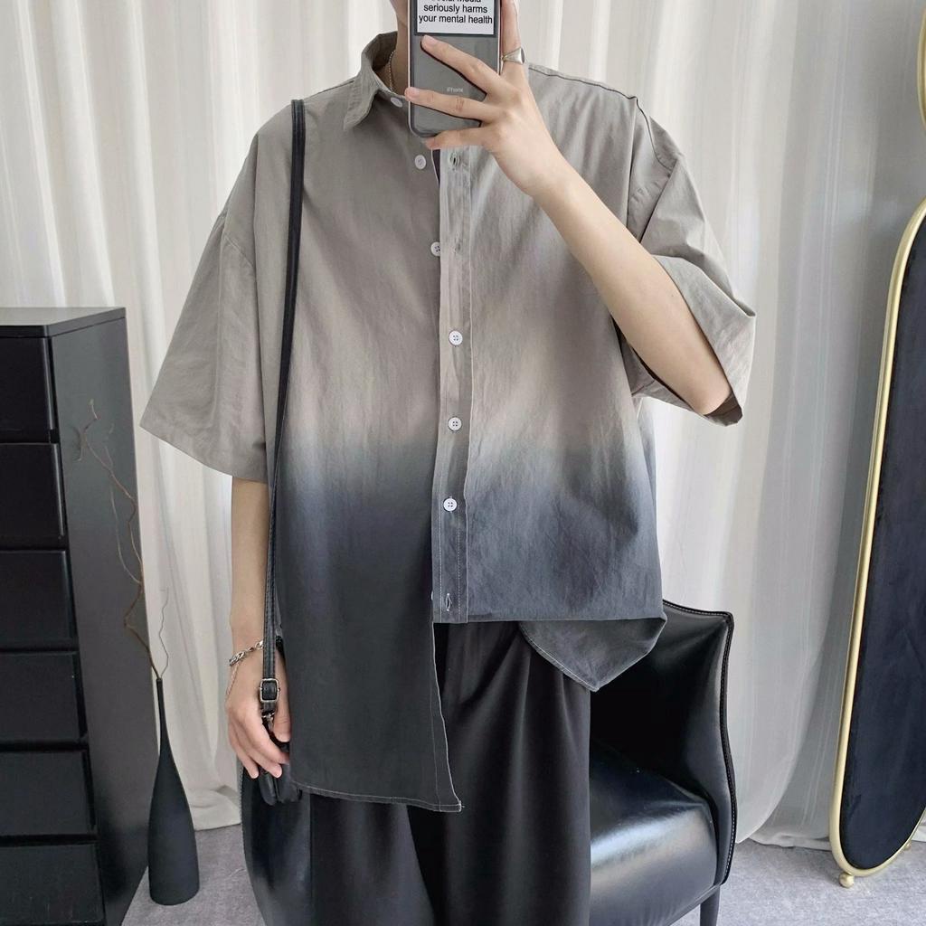 Áo sơ mi ngắn tay cổ bẻ thời trang Hàn Quốc cho nam