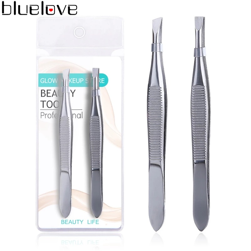 Set 2 Nhíp Tỉa Lông Mày Bằng Thép Không Gỉ Tiện Dụng