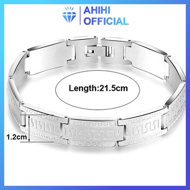 Lắc tay titan nam cao cấp đẹp sang trọng inox thép không gỉ kiểu chạm hoa văn ahihi.official kích cỡ 12mm PTLTNA96
