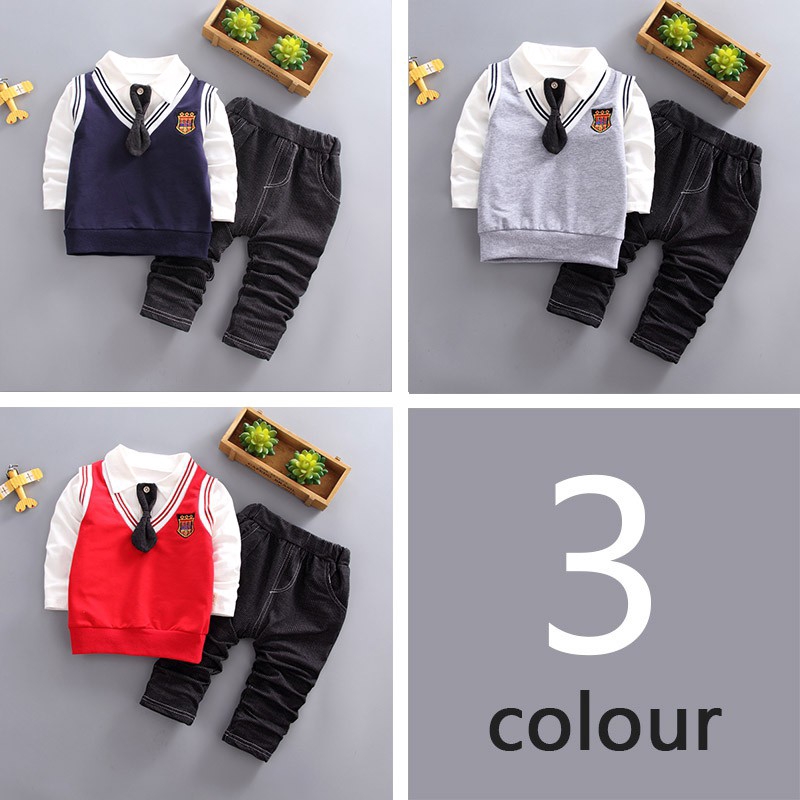 Set Áo Sơ Mi Trắng + Áo Gile và Quần Dài Cho Bé Trai