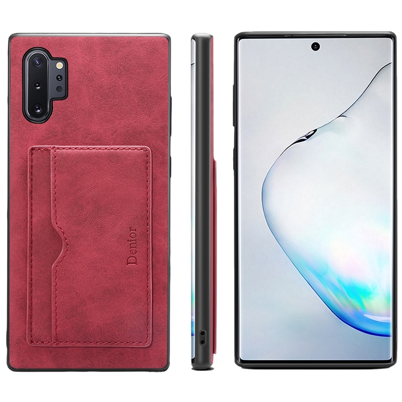 Ốp điện thoại bề mặt da mềm có ngăn đựng thẻ cho Samsung Galaxy Note 10 Plus 10+