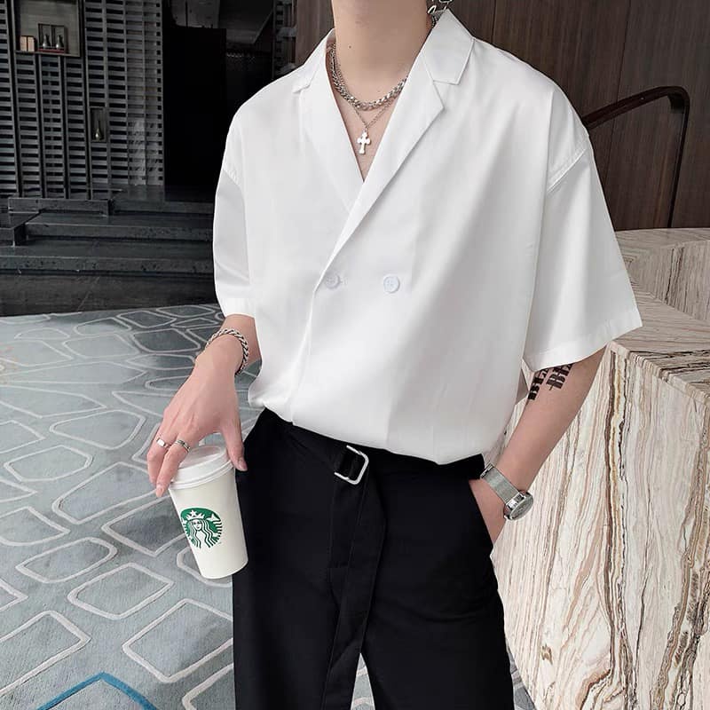 Áo sơ mi kiểu dáng basic hai màu đen trắng