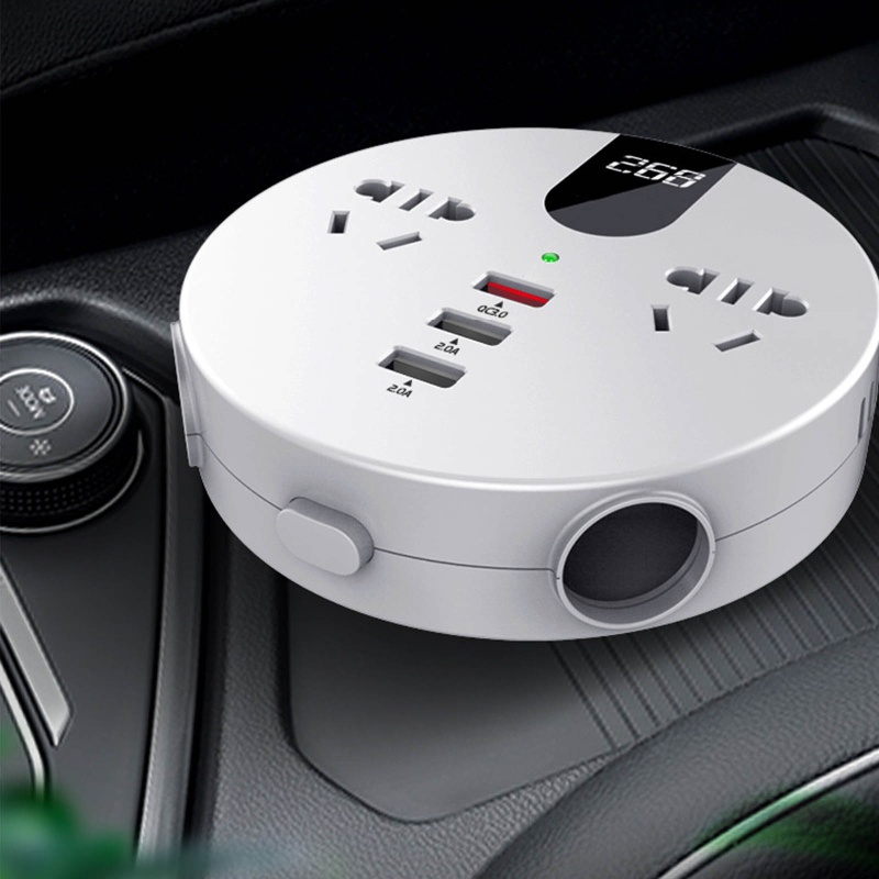 Bộ Chuyển Đổi Điện DC 12 / 24V Sang AC 220 / 110V Có Cổng Sạc USB Cho Xe Hơi